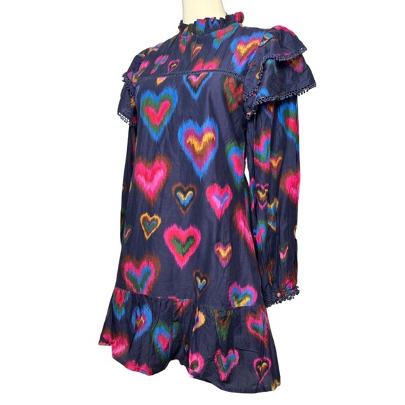 NWOT FARM Rio Multi-Color Heart Mini Dress with Beautiful Detailing (XS) - Picture 7 of 16